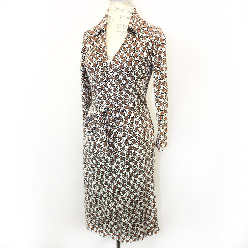 Tommy Bahama Vtg Silk Wrap Midi Dress V-Neck Tie Waist Abstract Print Casual L
